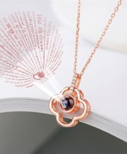 Rose Gold Color Lucky Clover 100 languages I Love