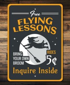 Free Flying Lessons Witch Sign