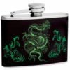 4oz Hip Flask with Neon Green Dragon Design