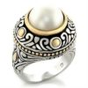 7X137 - Reverse Two-Tone Brass Ring with Synthetic in White