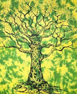 Green Celtic Knot Tree Of Life Tie Dye Tapestry