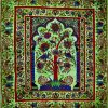 Green Tree of Life Peacock Tapestry