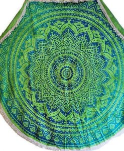 Rainforest Green Round Mandala Tapestry