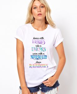 Fairies Unicorn Mermaid T-Shirt (Ladies)