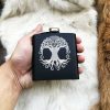 Yggdrasil World Tree Mat Black Flask 8oz Stainless Steel. Norse Nordic