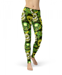 Avery Green Sugar Skulls Leggings
