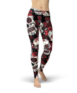 Jean Red and Black Sugar Skulls Leggings