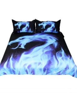 Blue Fire Bedding Set Cool Dragon Bed Cover Animal