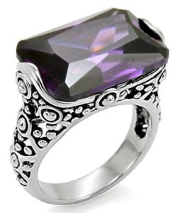 TK015 - High polished (no plating) Stainless Steel Ring with AAA Grade