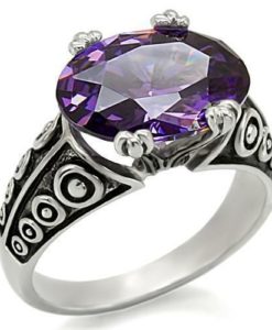 TK017 - High polished (no plating) Stainless Steel Ring with AAA Grade