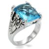 TK021 - High polished (no plating) Stainless Steel Ring with Synthetic
