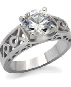 TK069 - High polished (no plating) Stainless Steel Ring with AAA Grade