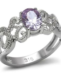 TK079 - High polished (no plating) Stainless Steel Ring with AAA Grade