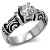 TK082 - High polished (no plating) Stainless Steel Ring with AAA Grade