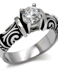 TK082 - High polished (no plating) Stainless Steel Ring with AAA Grade
