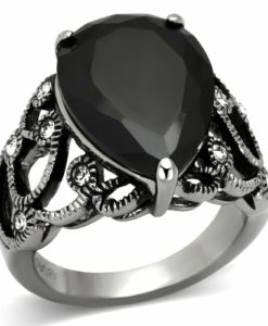 TK1017 - High polished (no plating) Stainless Steel Ring with AAA