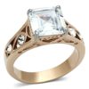 TK1059 - Two-Tone IP Rose Gold Stainless Steel Ring with AAA Grade CZ
