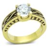 TK1410 - IP Gold(Ion Plating) Stainless Steel Ring with AAA Grade CZ