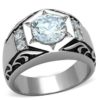 TK1606 - High polished (no plating) Stainless Steel Ring with AAA