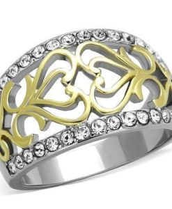 TK1792 - Two-Tone IP Gold (Ion Plating) Stainless Steel Ring with Top