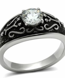 TK373 - High polished (no plating) Stainless Steel Ring with AAA Grade