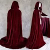 Halloween Costumes for Women Men Fancy Cloak Velvet Hooded Adult Witch