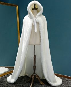 Winter Long warm Wedding capes white wedding cloak Floor Length Bride