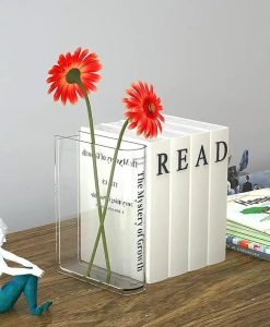 Modern Acrylic Book Flower Vase - Stylish Home Decor