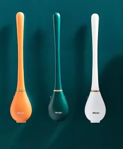 Efficient & Modern Long-Handled Silicone Toilet Brush with Holder