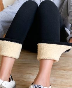 Women Pants Winter Fleece Thicken Pants Lamb Wool