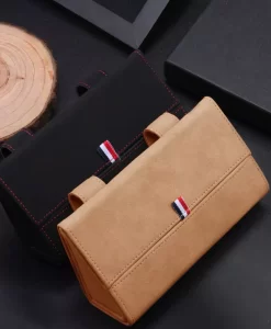 Universal Sun Visor Suede Leather Glasses Organizer