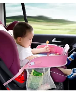 Kid's Foldable Travel Tray - Activity & Play Car Seat Organizer with Device Holder