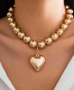 Trendy Acrylic Heart Pendant Choker Necklace