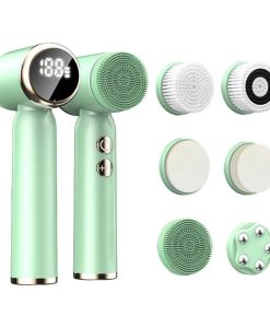 6-in-1 Ultrasonic Facial Cleanser: Electric Auto-Rotating & Waterproof Brush for Deep Pore Cleaning