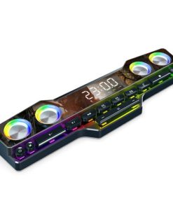 4000mAh 3D Stereo Sound Box: Bluetooth Soundbar with Powerful Subwoofer, USB & AUX Connectivity, FM Radio & Clock