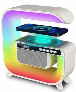 Wireless Charging Bluetooth Speaker with Alarm Clock & RGB Lighting
