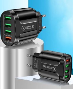 45W Multi-Port USB Fast Charger with QC 3.0 - Suitable for iPhone, Samsung, Xiaomi & More