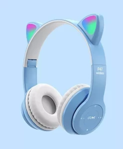 Wireless Cat Ear Bluetooth Headphones with Glowing LED Lights - Over-Ear Gaming & Music Headset for Kids & Adults