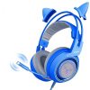 Wired Gaming Headset with Detachable Cat Ears | Blue Stereo Sound for PS4, Xbox, PC & Mobile