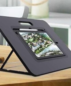 Adjustable iPad Sketchboard Stand with Built-in Pencil Holder & Charging Port