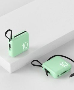 Ultra-Compact 10000mAh Dual-Cable Power Bank