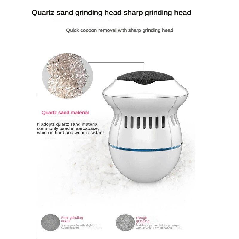 Rechargeable Electric Foot Grinder with Vacuum: USB, Dual-Speed, 6 Grinding Heads - Image 6