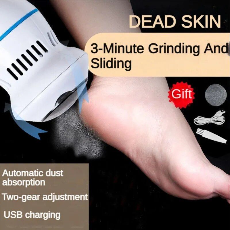 Rechargeable Electric Foot Grinder with Vacuum: USB, Dual-Speed, 6 Grinding Heads - Image 3