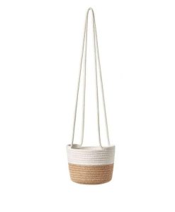 Eco-Friendly Handwoven Jute Cotton Macrame Hanging Planter Basket