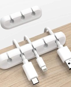 Multi-Slot White Silicone Cable Organizer