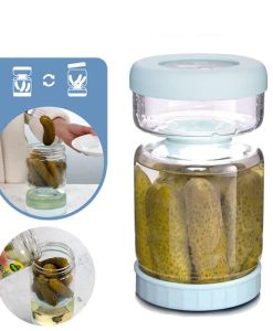 2-in-1 Glass Kimchi and Pickle Storage Jar with Strainer