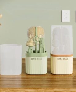 Compact & Extendable Silicone Baby Bottle Brush Kit for Easy Travel Cleaning