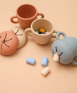 Silicone Toddler Snack Cup with Secure Lid & Straw