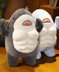Charming Muscle Shark Plush Toy - 40cm Stuffed Animal Pillow, Ideal for All Ages