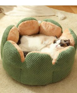 Cozy Petal-Themed Cotton Nest Bed for Cats and Small Dogs